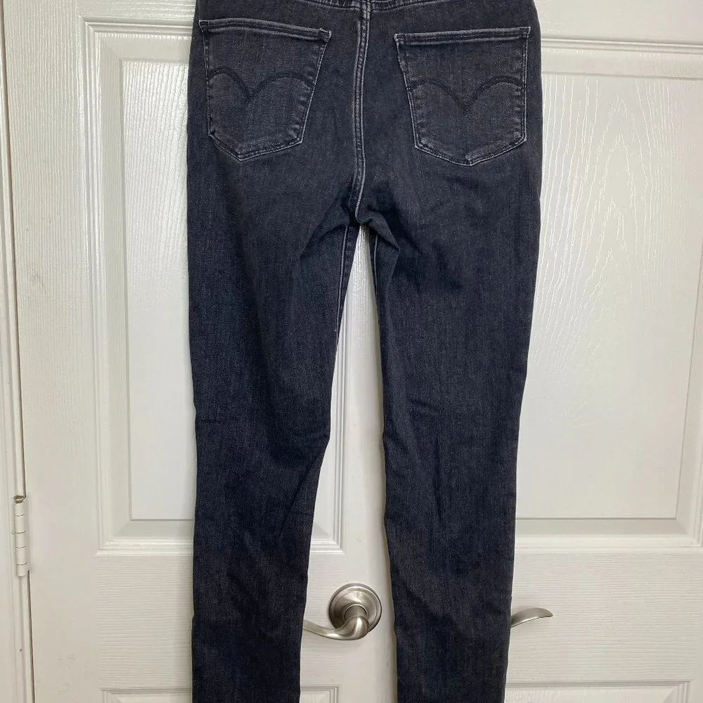 Levis Womens 721 High Rise Skinny Jeans Size 28 Black Distressed Grunge Goth - Picture 2 of 12